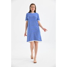 Parkkaron Kadın Çizgili Bisiklet Yaka Mevsimlik Triko Elbise