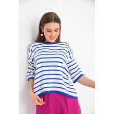 Parkkaron Siyah Çizgili Bisiklet Yaka Mevsimlik Salaş Triko Kazak