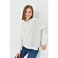 Parkkaron Bisiklet Yaka Arkası Uzun Yırtmaçlı Mevsimlik Triko Kazak