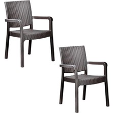 Holiday Standart Troya Rattan Koltuk Kahverengi | 2'li Set Kahverengi Modern Modern Plastik