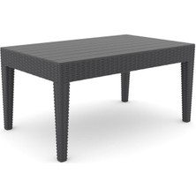 Balkon & Bistro Set Nova Plastik Rattan Sehpa Antrasit Plastik Gri