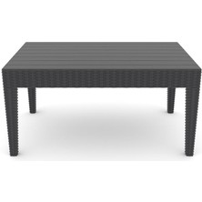 Balkon & Bistro Set Nova Plastik Rattan Sehpa Antrasit Plastik Gri