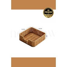 New Now Kahverengi Rattan Kare Peçetelik, Rattan Düzenleyici Hasır 18 x 18