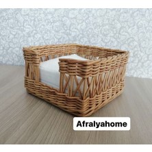 Afralya Home 1 Parça Hasır Bambu Rattan Peçetelik-Hasır Sepet-Düzenleyici Küçük (0-25 Çap) Kahverengi