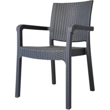 Nar Sokağı Modern 6 Adet Karizma Rattan Kollu Sandalye Koltuk 6'lı Set Gri Modern Plastik Standart