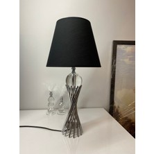 Asellus Modern Misbah Burgu Abajur Masa Lambası Kristal Camlı Krom Kaplama (Gümüş Renk) , Lampshade E27 1 C