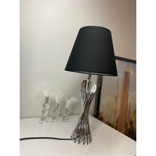 Asellus Modern Misbah Burgu Abajur Masa Lambası Kristal Camlı Krom Kaplama (Gümüş Renk) , Lampshade E27 1 C