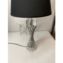 Asellus Modern Misbah Burgu Abajur Masa Lambası Kristal Camlı Krom Kaplama (Gümüş Renk) , Lampshade E27 1 C