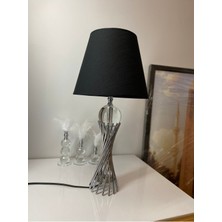 Asellus Modern Misbah Burgu Abajur Masa Lambası Kristal Camlı Krom Kaplama (Gümüş Renk) , Lampshade E27 1 C