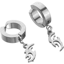 İdol Avm Erkek Küpe Çelik Sıkıştırmalı Desenli Takı Aksesuar P24 T5