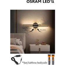 Alüminyum Assos Osram LED Şarjlı Pilli Modern Tasarım Siyah Eskitme Gün Işığı Banyo - Mutfak - Salo