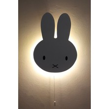 CoolKids Studio Beyaz Miffy Gece Lambası Pilli LED Aydınlatma Ahşap 8 + Ledli GU10