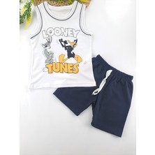 Bonboner Kids Erkek Çocuk Şort Sıfır Kol Tişort Ikili Takım Looney Tunes Baskılı Kırmızı Mavi Renk