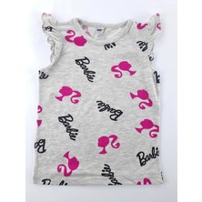 Bonboner Kids Kız Çocuk Yazlık Şortlu Pijama Takımı Pembe Gri Renk Barbie Baskılı