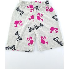 Bonboner Kids Kız Çocuk Yazlık Şortlu Pijama Takımı Pembe Gri Renk Barbie Baskılı