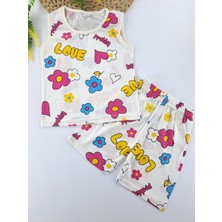 Bonboner Kids Kız Çocuk Yazlık Şortlu Pijama Takımı Love Baskılı
