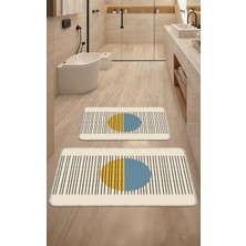 Artizon Dekoratif Modern Tasarım Kaymaz Taban Yıkanabilir Ikili Takım Banyo PASPASI(50X60-60X90 Cm)