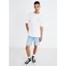 Only & Sons O Yaka Baskılı Beyaz Erkek T-Shirt Onsmanı Lıfe Rlx Hıdeout Ss Tee