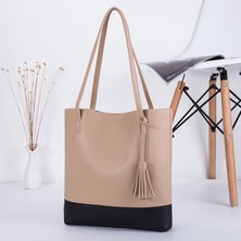 Soou Bayan Tote Çanta Yüksek Kapasiteli Deri Kadın Omuz Çantası Püsküllü Handbags (Yurt Dışından)