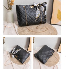 Soou Moda Bayan Tote Çanta Ipek Boyun Bandı Omuz Çantası Kadınlar Için Zincir Çanta Baklava Dilimi Sapan Çanta (Yurt Dışından)