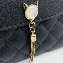 Soou Moda Bayanlar Crossbody Çanta Püsküllü Sling Çanta Baklava Omuz Çantası Kedi Deseni (Yurt Dışından)