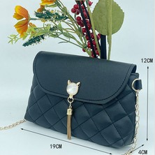 Soou Moda Bayanlar Crossbody Çanta Püsküllü Sling Çanta Baklava Omuz Çantası Kedi Deseni (Yurt Dışından)