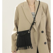 Soou Kadın Crossbody Çanta Püsküller Küçük Sling Çanta Bayan Deri Omuz Çantası Satchel (Yurt Dışından)