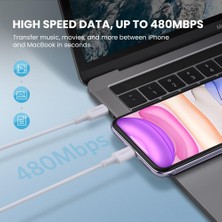 Forestl Digital 0,5m 3A Pd Hızlı Şarj Kablosu Mfı Sertifikalı Tip-C'den Yıldırım 480MBPS Yüksek Hızlı Veri Kablosuna (Yurt Dışından)