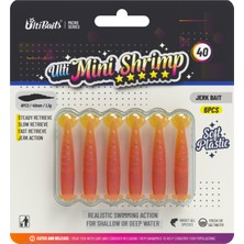 Ulti Baits Mini Shrimp 40, Silikon Karides 40MM 1.3gr 6 Adet, Ub-C09, doğal renk