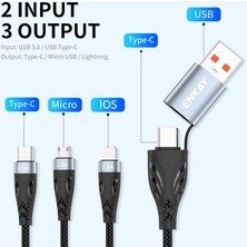 Forestl Digital 5'i 1 Arada 2 M 65 W Hızlı Şarj Kablosu Usb/type-C-Type-C/lightning/mikro USB Naylon Örgülü Şarj Kablosu ve Göstergesi (Yurt Dışından)