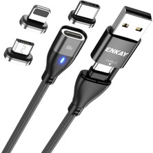 Forestl Digital 6'sı 1 Arada 2m Pd 60W Kablo Tip-C/usb-A-Ip/tip-C/mikro USB Manyetik Veri Kablosu-Siyah (Yurt Dışından)