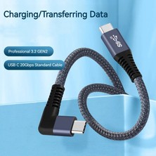 2m Dik Açılı Tip-C Örgülü Kablo Usb-C'den Usb-C'ye 100W Hızlı Şarj Veri Kablosu, 20GB/S, 4K 60Hz (Yurt Dışından)