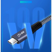 2m Dik Açılı Tip-C Örgülü Kablo Usb-C'den Usb-C'ye 100W Hızlı Şarj Veri Kablosu, 20GB/S, 4K 60Hz (Yurt Dışından)