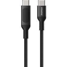 Forestl Digital iPhone 15 Serisi için Dijital Ekran Pd Hızlı Şarj Veri Kablosu Usb-C-Usb-C Örgülü Şarj Kablosu (1,2 M, Siyah) (Yurt Dışından)