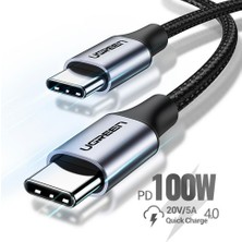 Forestl Digital iPhone 15 Serisi için 100W 4.0 Pd USB C'den USB C'ye Hızlı Şarj Kablosu Naylon Örgülü Tip-C Kablo için Samsung S20/MACBOOK/IPAD Pro (1 M) (Yurt Dışından)