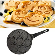 Evren Yüz Emojoli Pankek Tava, Non-Stick 7 Gözlü Pankek Tavası 26 cm