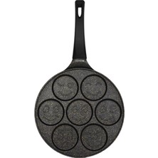 Evren Yüz Emojoli Pankek Tava, Non-Stick 7 Gözlü Pankek Tavası 26 cm