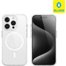 BLUEO iPhone 15 Pro Magsafe Uyumlu Crystal Pro Drop Resistance Glitter Transparent Simli Telefon Kılıfı