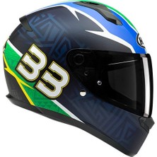 Hjc C10 BB33 MC21SF Kapalı Motosiklet Kaskı Mat Mavi Yeşil