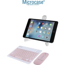 Microcase Huawei Matepad Se 11 Inch Uyumlu Tablet Çanta+Türkçe Bluetooth Klavye +Mouse+ Standı - Pembe AL4382