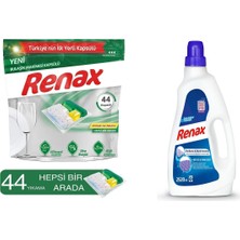 Renax 2'li Set (Bulaşık Makine Kapsülü 44' Lü.- Sıvı Çamaş. Deter. Beyaz Renkli 2520 Ml)