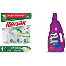 Renax 2'li Set (Bulaşık Makine Kapsülü 44' Lü.- Sıvı Çamaş. Deter. Renkliler 2520 Ml)