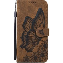 YH Market IPhone 16 Için Flip Case Büyük Kelebek Pu Deri Cüzdan Manyetik Closu (Yurt Dışından)