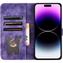 YH Market IPhone 16 Için Flip Case Pro Max Tutucu Kapak Çevirin Folio Kabartmalı Kedi (Yurt Dışından)