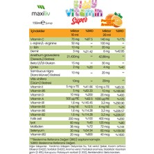 Maxiliv Kiddy Vitamin Süper Şurup 150ml | Multivitamin, Multimineral Ve Bitki Ekstraktları İçeren Şurup | 4+ yaş