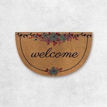 B Home Yarım Ay Halı Paspas - Welcome Flower