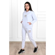 Koza Butik Kadın Baskılı Cepli Uzun Kollu Eşofman Takımı 3679-23