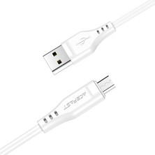 4U Sky 1,2m Usb-A - Mikro USB 2,4A Maksimum Şarj Kablosu Tpe Veri Kablosu-Beyaz (Yurt Dışından)