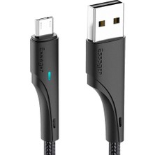 4U Sky 1m Usb'den Mikro Usb'ye Hızlı Şarj Kablosu 480MBPS LED Işık Göstergeli Iletim Kablosu-Siyah (Yurt Dışından)