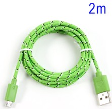 4U Sky Yeşil 2m Naylon Dokuma Microusb V8 Veri Şarj Kablosu Samsung Htc Lg Nokia Sony Vb Için (Yurt Dışından)